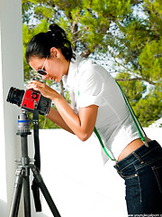 Glamour teen babes shooting experience